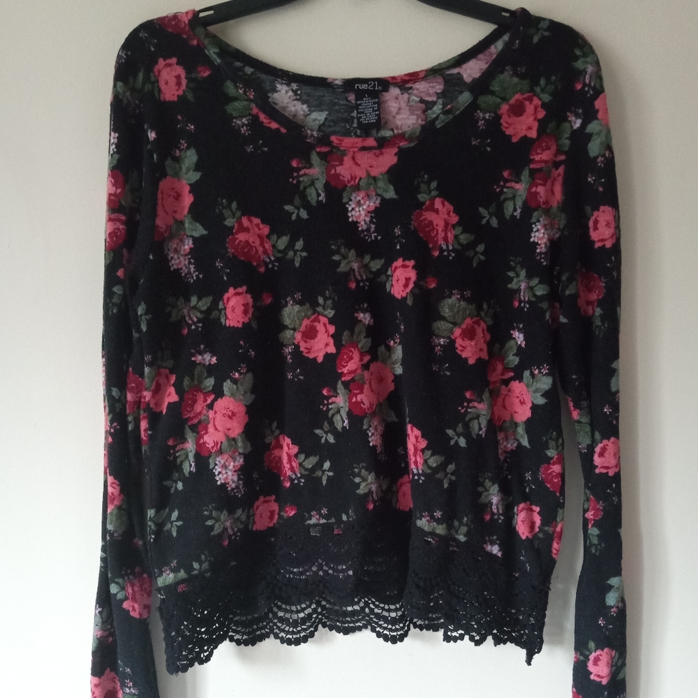 Black floral long sleeve